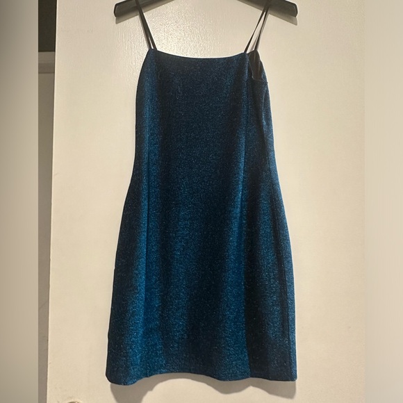 NWT; Lulus Late Night Party Teal Blue Sparkly Bodycon Mini Dress🪻 - Picture 2 of 6